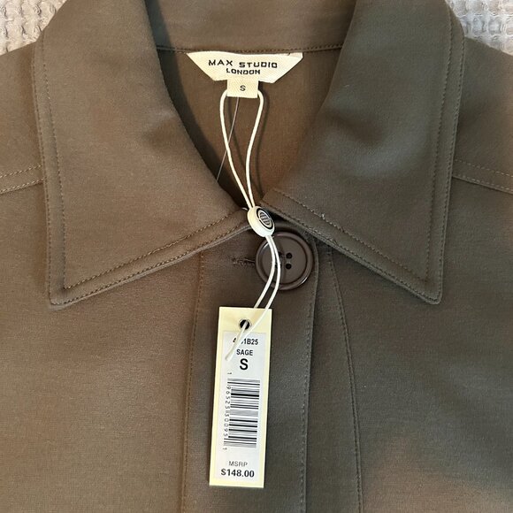 Max Studio Sage Green Utility Jacket NWT Sz Small - Picture 3 of 7